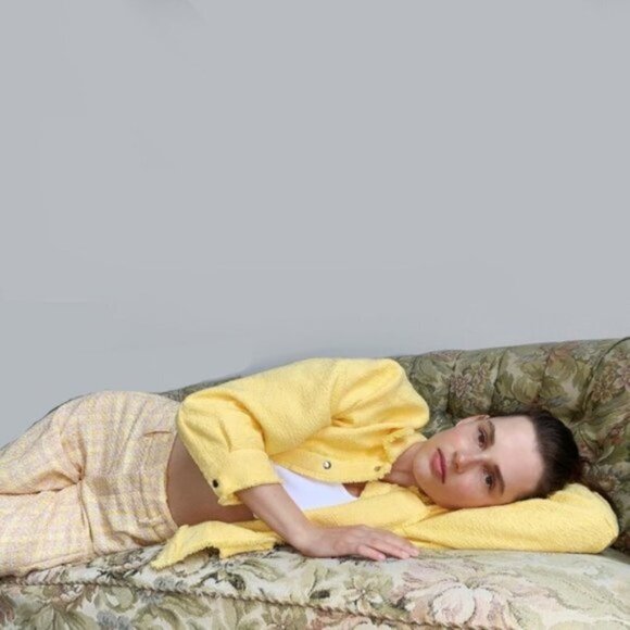 NWT Zara yellow tan & white tweed cropped wide leg culottes, L - Picture 5 of 10